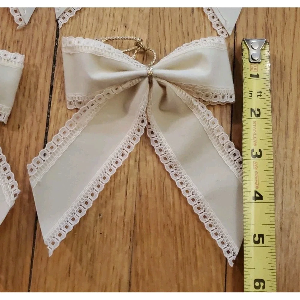 Vtg Off White Cream Velvet Lace Hamdmade Christmas Wreath‎ Bows Lot Of 18 Granny